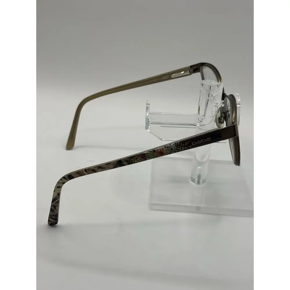 Bebe Women's Eyeglasses Brown Metal Rectangle Floral Temple Frames